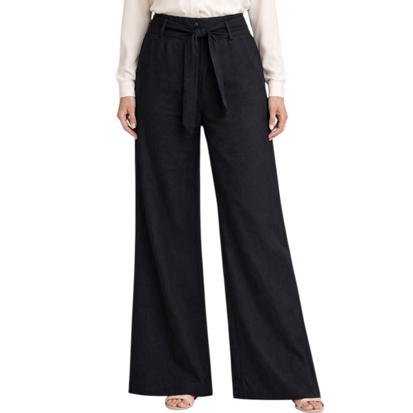 Sao Paulo Pants - São Paulo Black Linen Wide Leg Pants Size 14